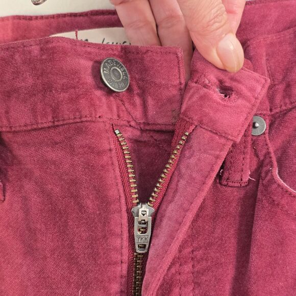 Madewell 10” High Rise Skinny Jeans Womens Red/Burgundy Velvet Size 26 (27 X 27) - Picture 9 of 15